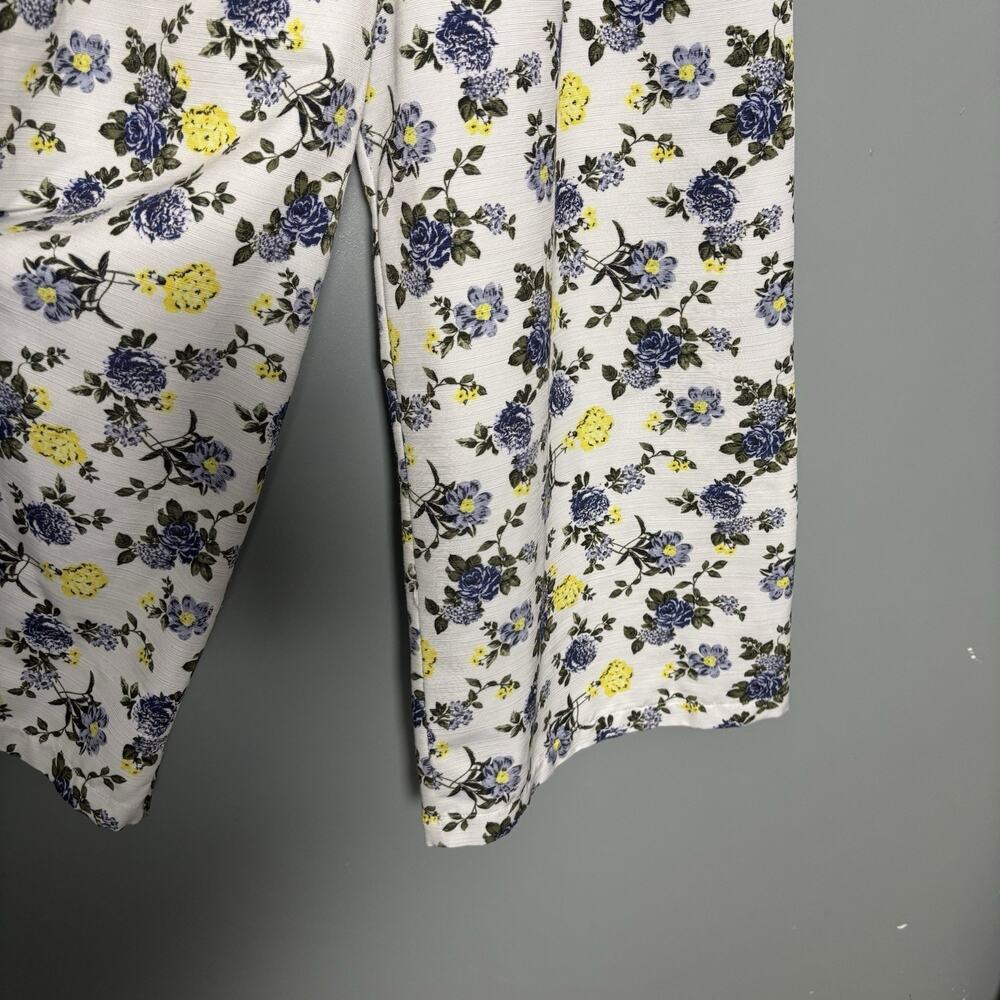 ASOS Women’s Blue Yellow Floral Peplum Wide Leg Jumpsuit Strapless Size 2 White - Picture 5 of 14
